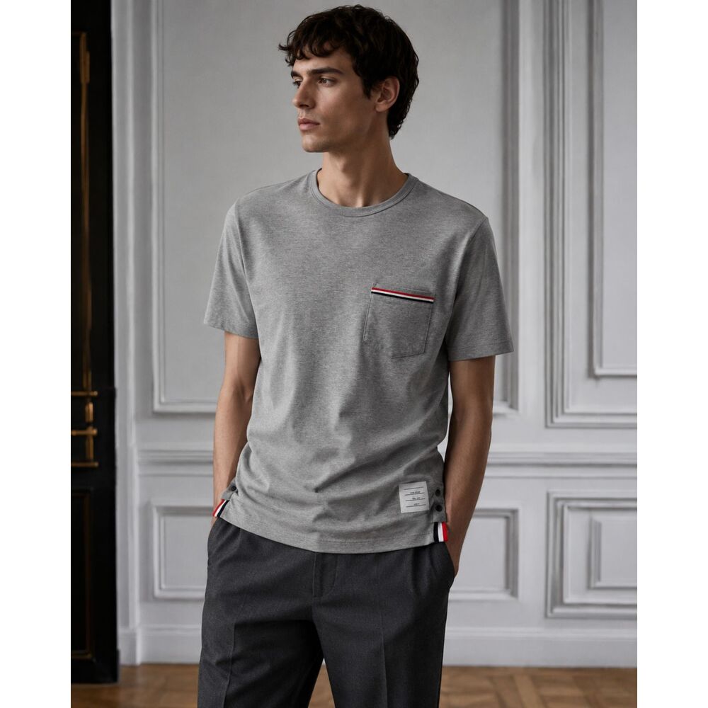 THOM BROWNE New York Gray T Shirt Tee Top Mens Size 3 Large